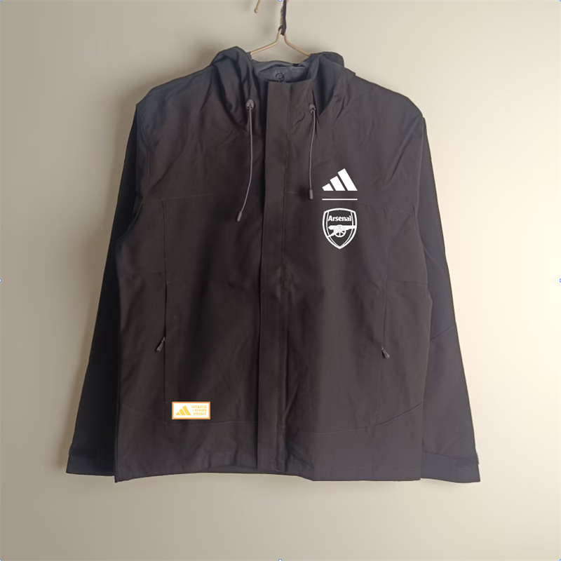Arsenal Black Windbreaker  Arsenal Black Windbreaker