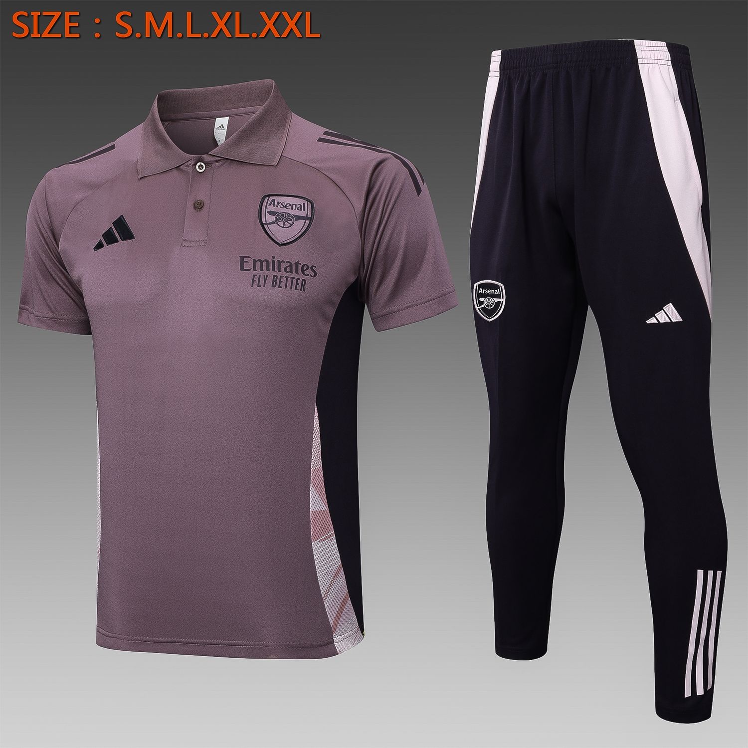 Arsenal Mauve and Black Short Sleeve Tracksuit Arsenal Mauve and Black Short Sleeve Tracksuit