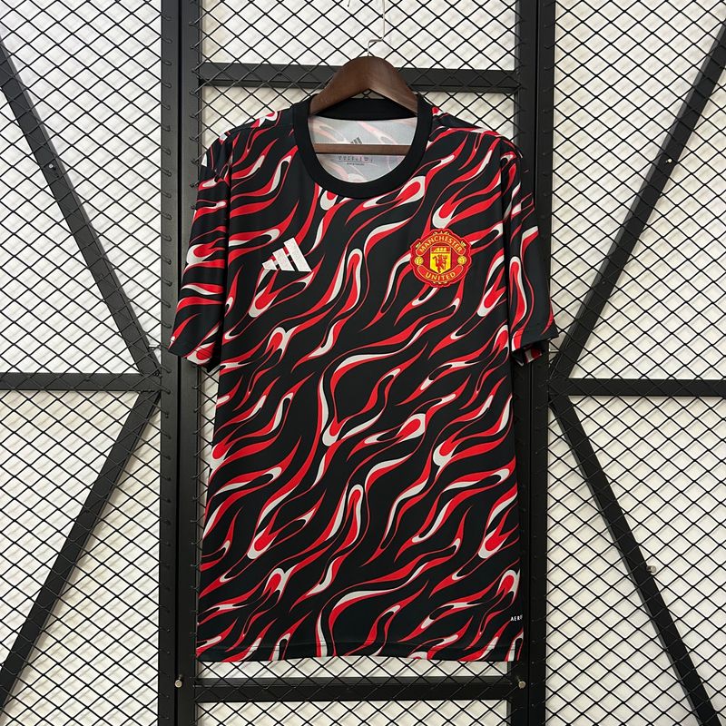 Man United Black and Red Waves Special Fan Jersey