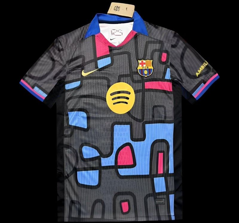 Barcelona Black, Pink and Blue Cartoon Special Fan Jersey