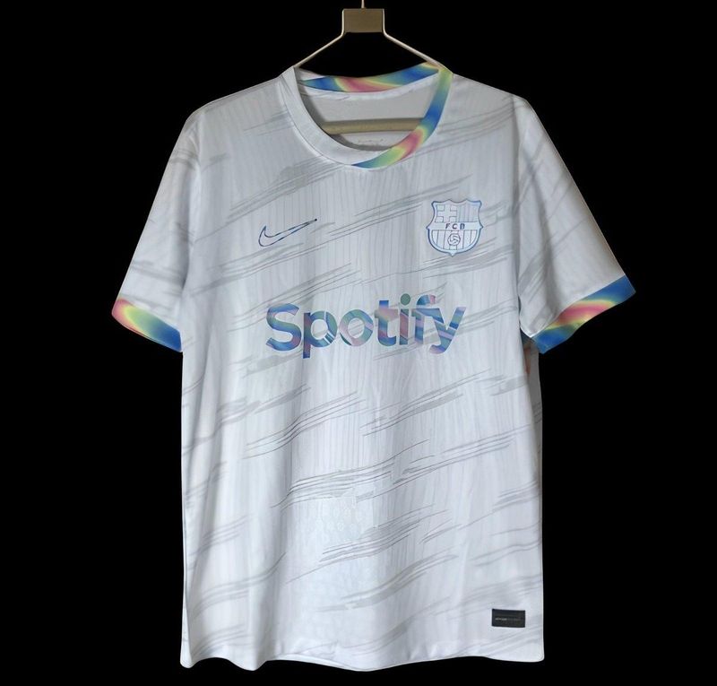 Barcelona White and Holographic Special Fan Jersey