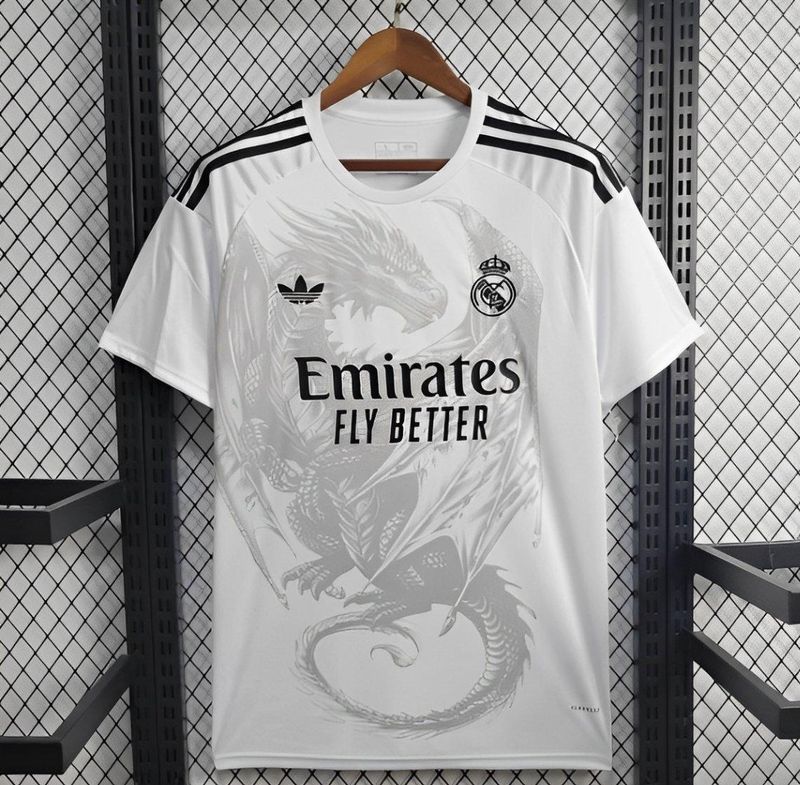 Real Madrid White and Black Dragon Special Fan Jersey