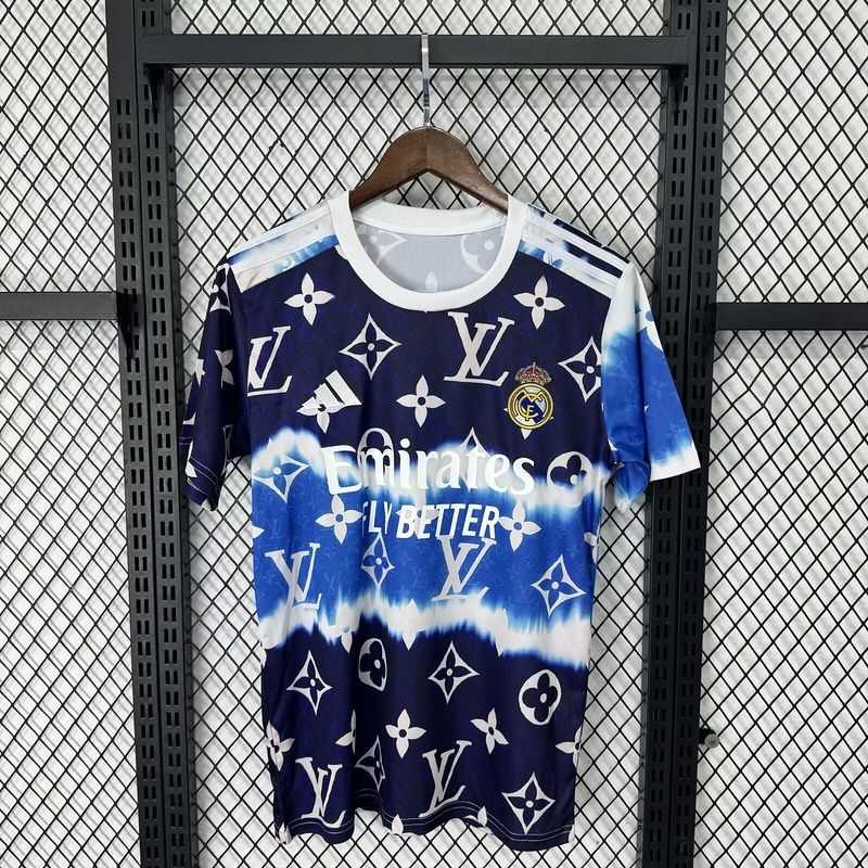 Real Madrid Navy, Blue and White LV Special Fan Jersey Real Madrid Navy, Blue and White LV Special Fan Jersey