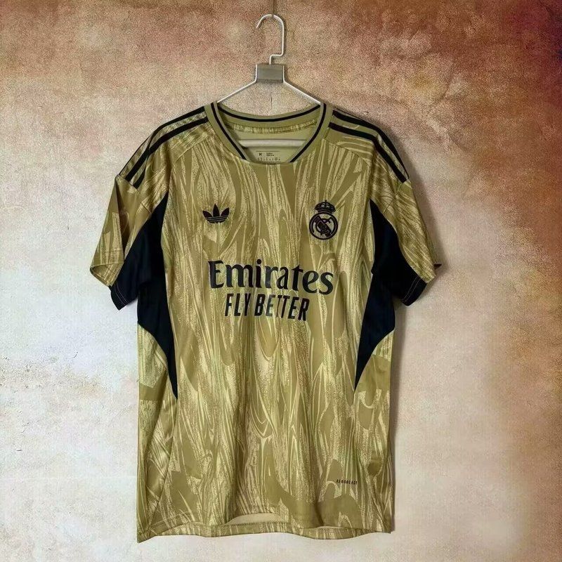 Real Madrid Tan and Black Special Fan Jersey Real Madrid Tan and Black Special Fan Jersey