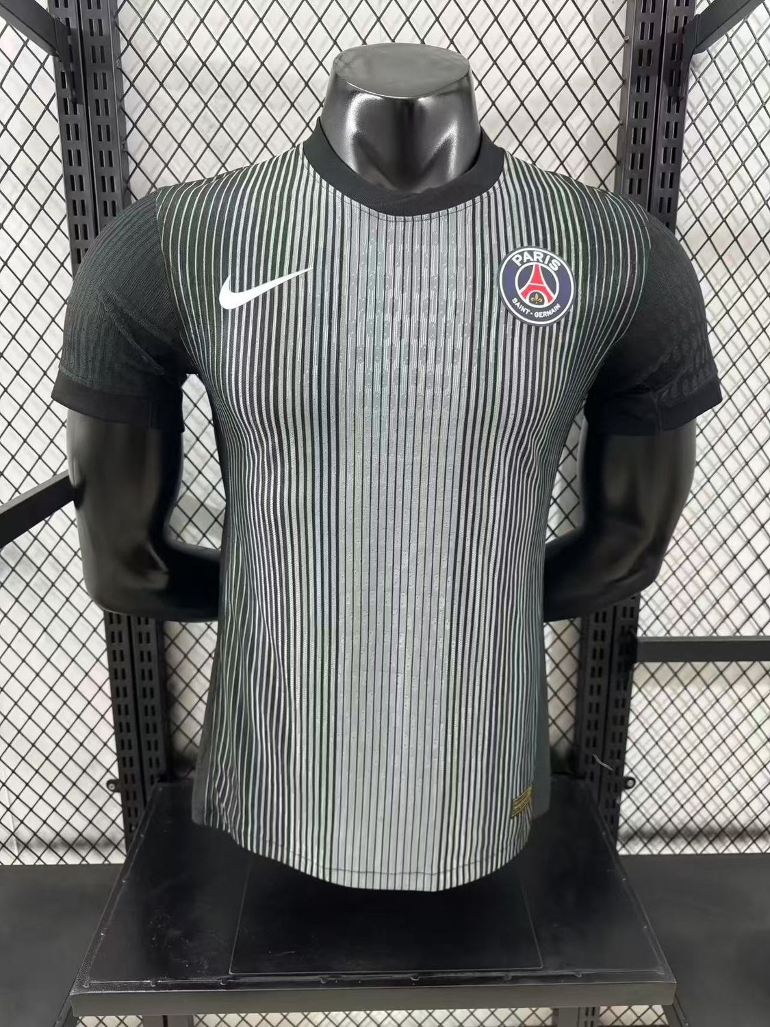 PSG Black and Grey Stripe Special Vapor Jersey PSG Black and Grey Stripe Special Vapor Jersey