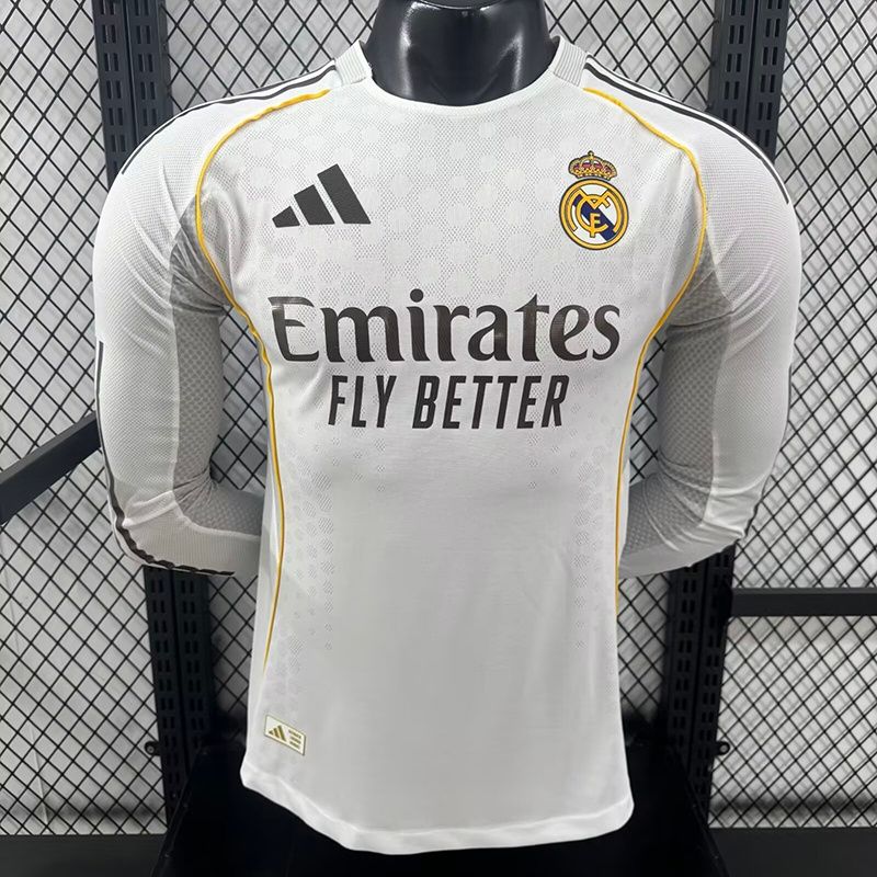 Real Madrid Home Long Sleeve Player Jersey