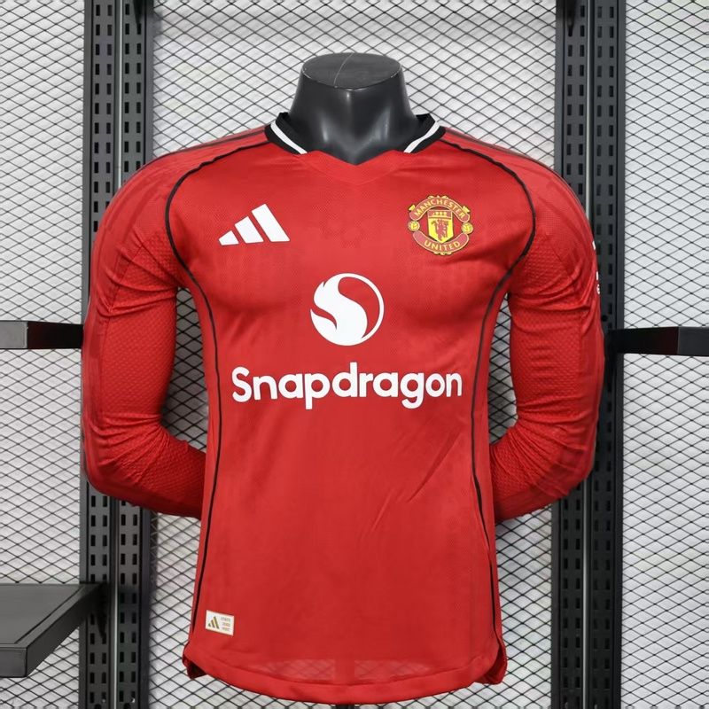 Man United Home Long Sleeve Player Jersey