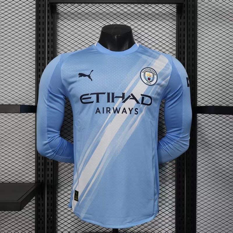 Manchester City Home Long Sleeve Player Jersey