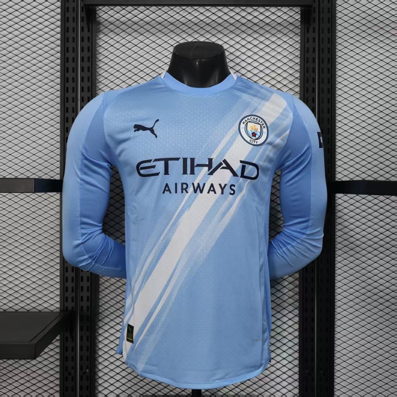 Manchester City Home Long Sleeve Player Jersey