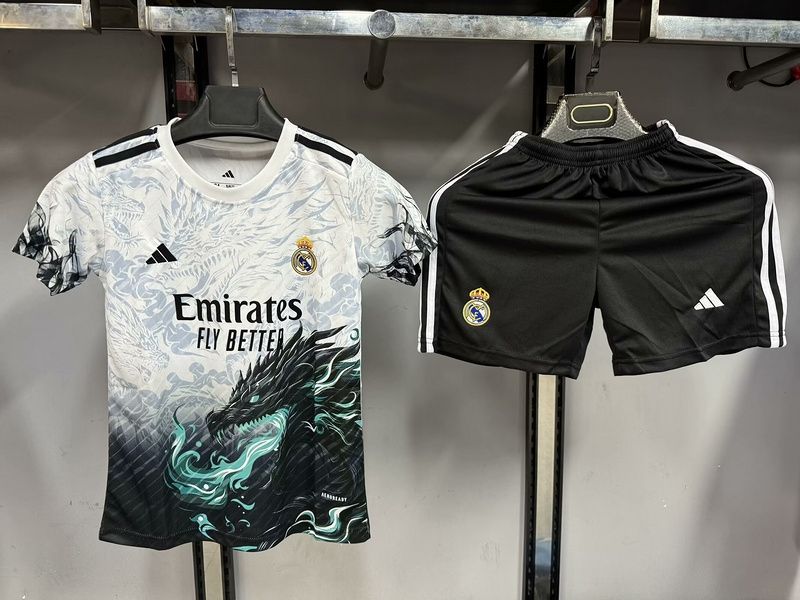 Real Madrid Kids White, Black and Aqua Dragon Special Kit Real Madrid Kids White, Black and Aqua Dragon Special Kit
