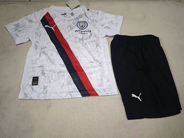 Manchester City Kids White and Diagonal Stripes Special Kit
