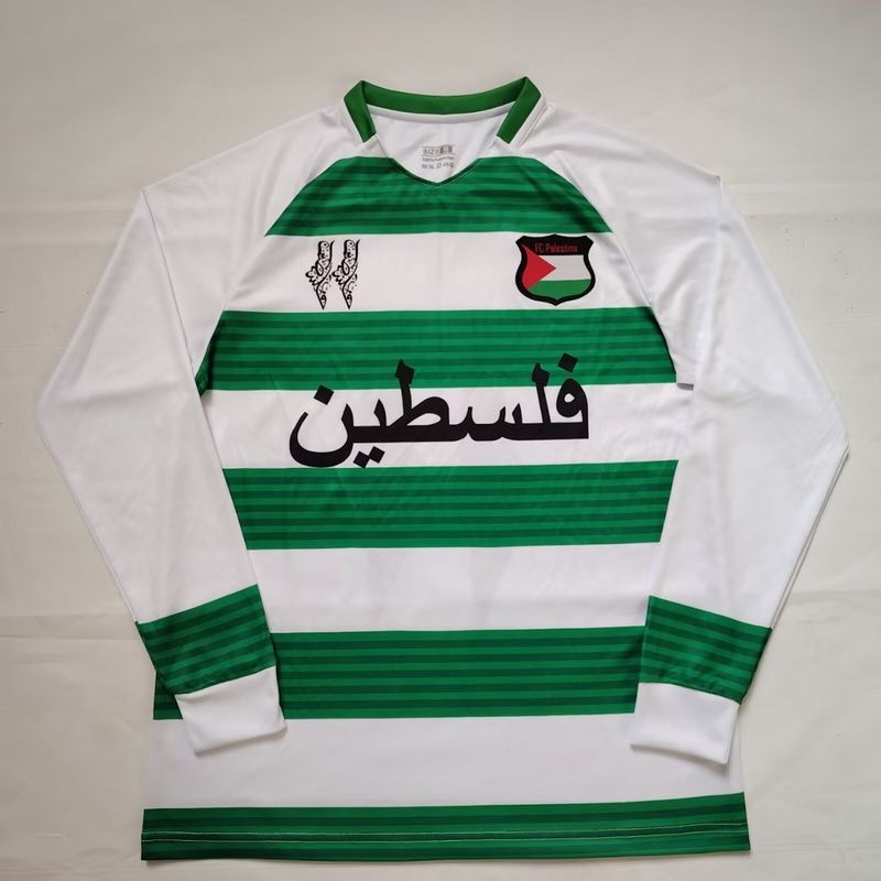 Palestine White and Green Long Sleeve Fan Jersey Palestine White and Green Long Sleeve Fan Jersey