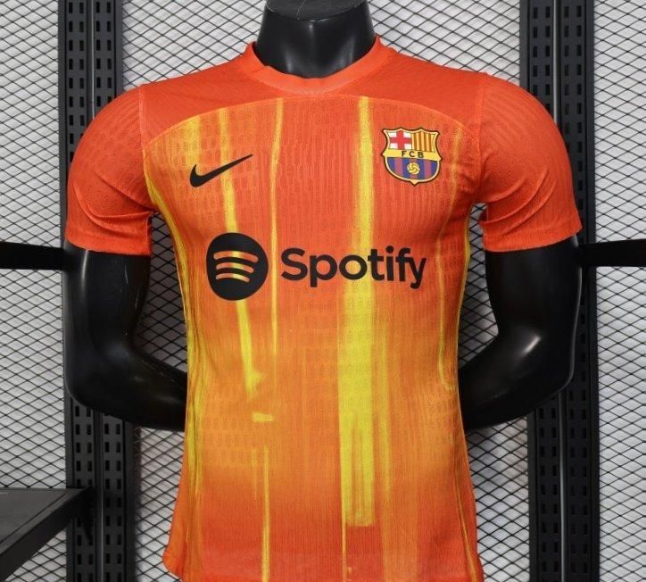 Barcelona Orange and Yellow Sunrise Special Vapor Jersey Barcelona Orange and Yellow Sunrise Special Vapor Jersey