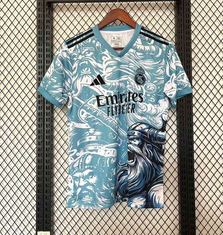 Real Madrid Blue and White Warrior Special Fan Jersey