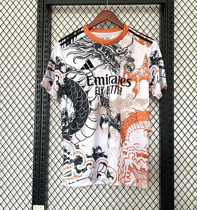 Real Madrid White, Orange and Black Dragon Claw Special Fan Jersey