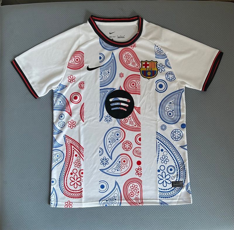 Barcelona White, Blue and Red Pattern Special Fan Jersey