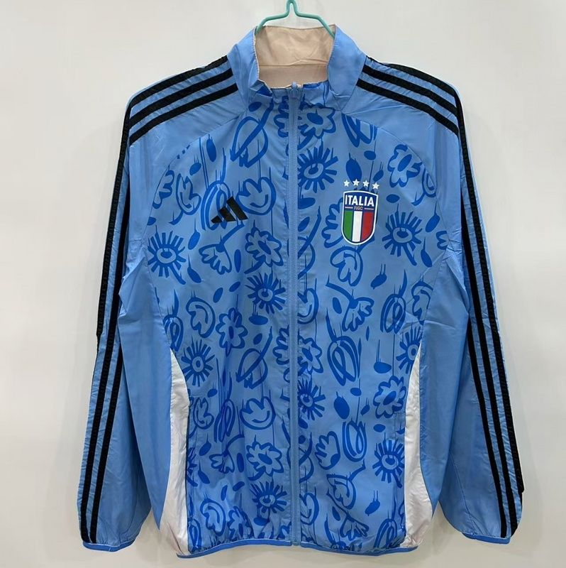 Italy Blue and Beige Reversible Windbreaker