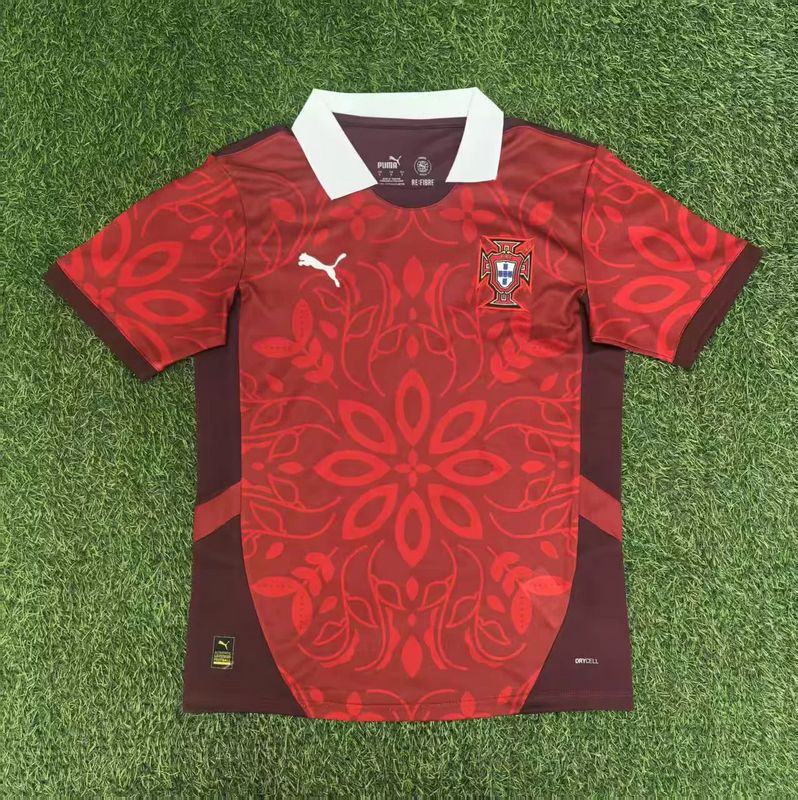 Portugal Red and Maroon Flower Special Stadium Jersey Portugal Red and Maroon Flower Special Stadium Jersey