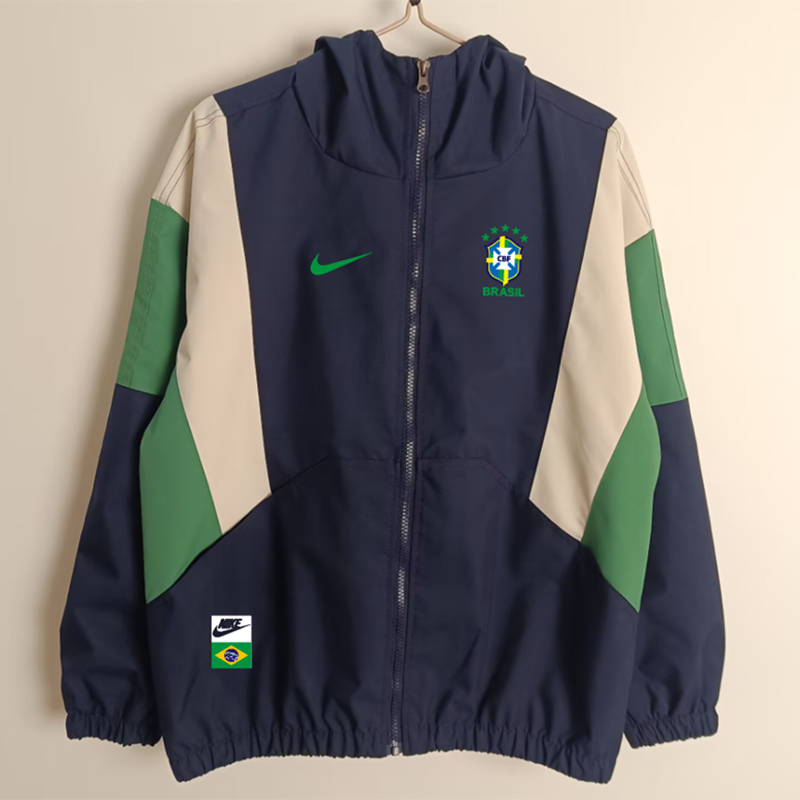 Brazil Navy and Green Windbreaker