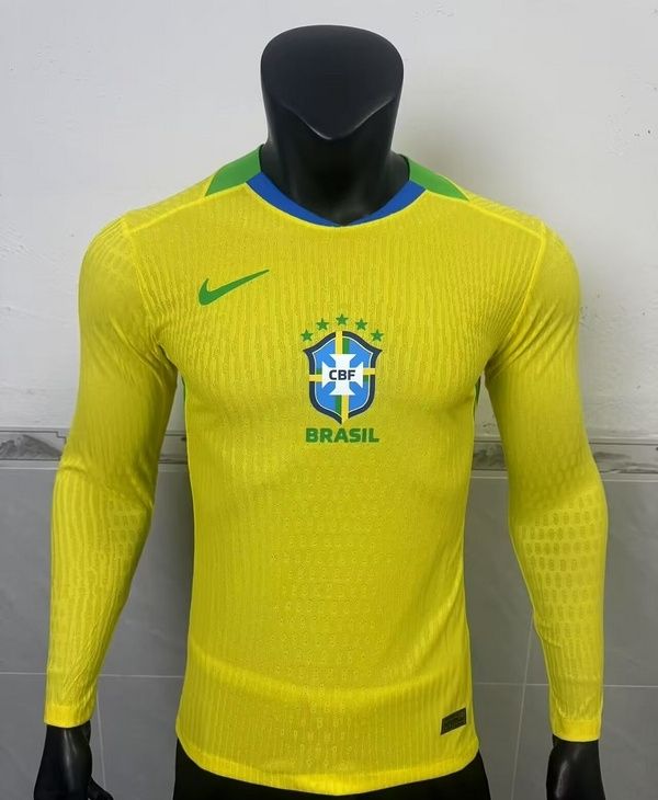 Brazil Home Long Sleeve Player Jersey
