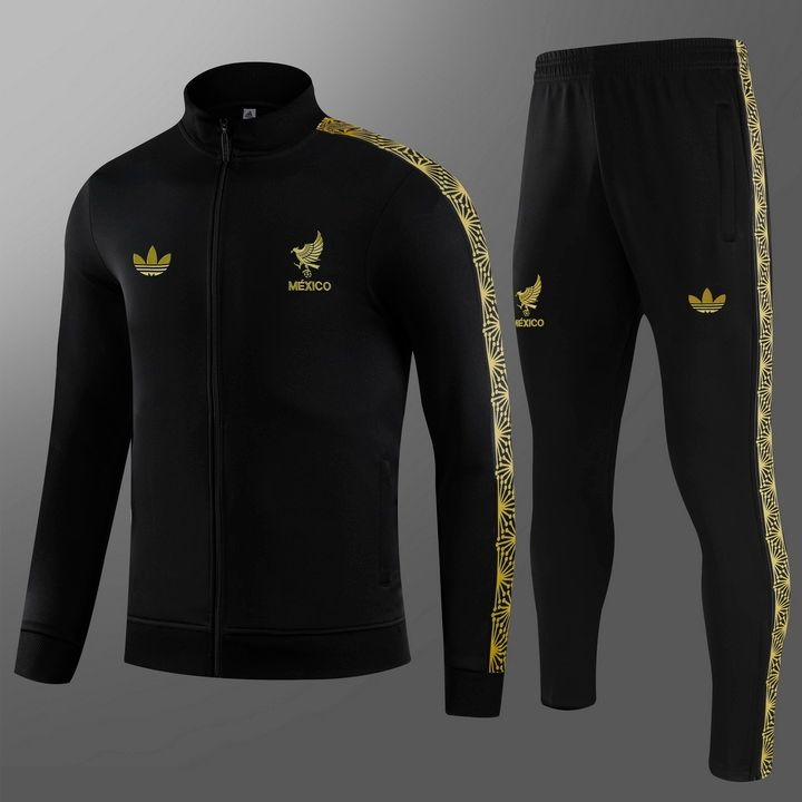 Mexico Black and Gold Long Sleeve Tracksuit Set Mexico Black and Gold Long Sleeve Tracksuit Set