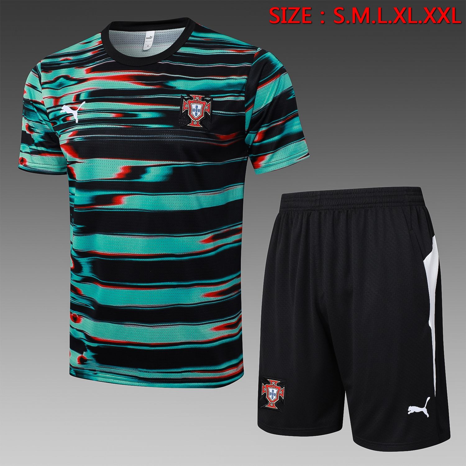 Portugal Green and Black Short Sleeve Training Set