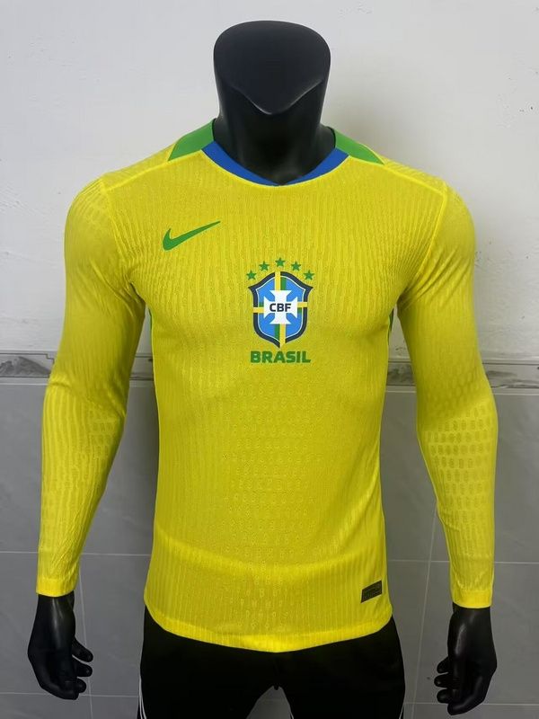 Brazil Home Long Sleeve Player Jersey