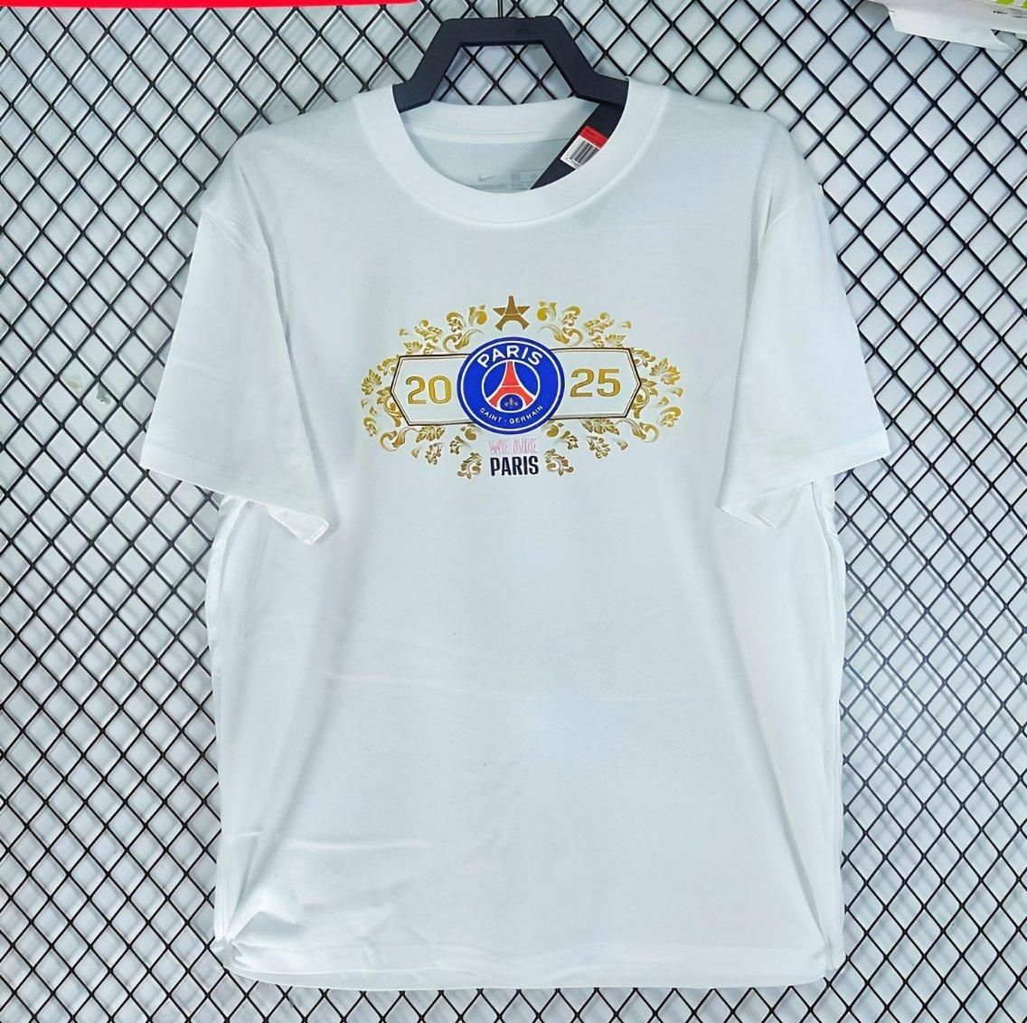 PSG Champions 2025 White and Gold Special Fan Jersey PSG Champions 2025 White and Gold Special Fan Jersey