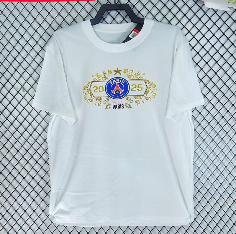 PSG Champions 2025 White and Gold Special Fan Jersey