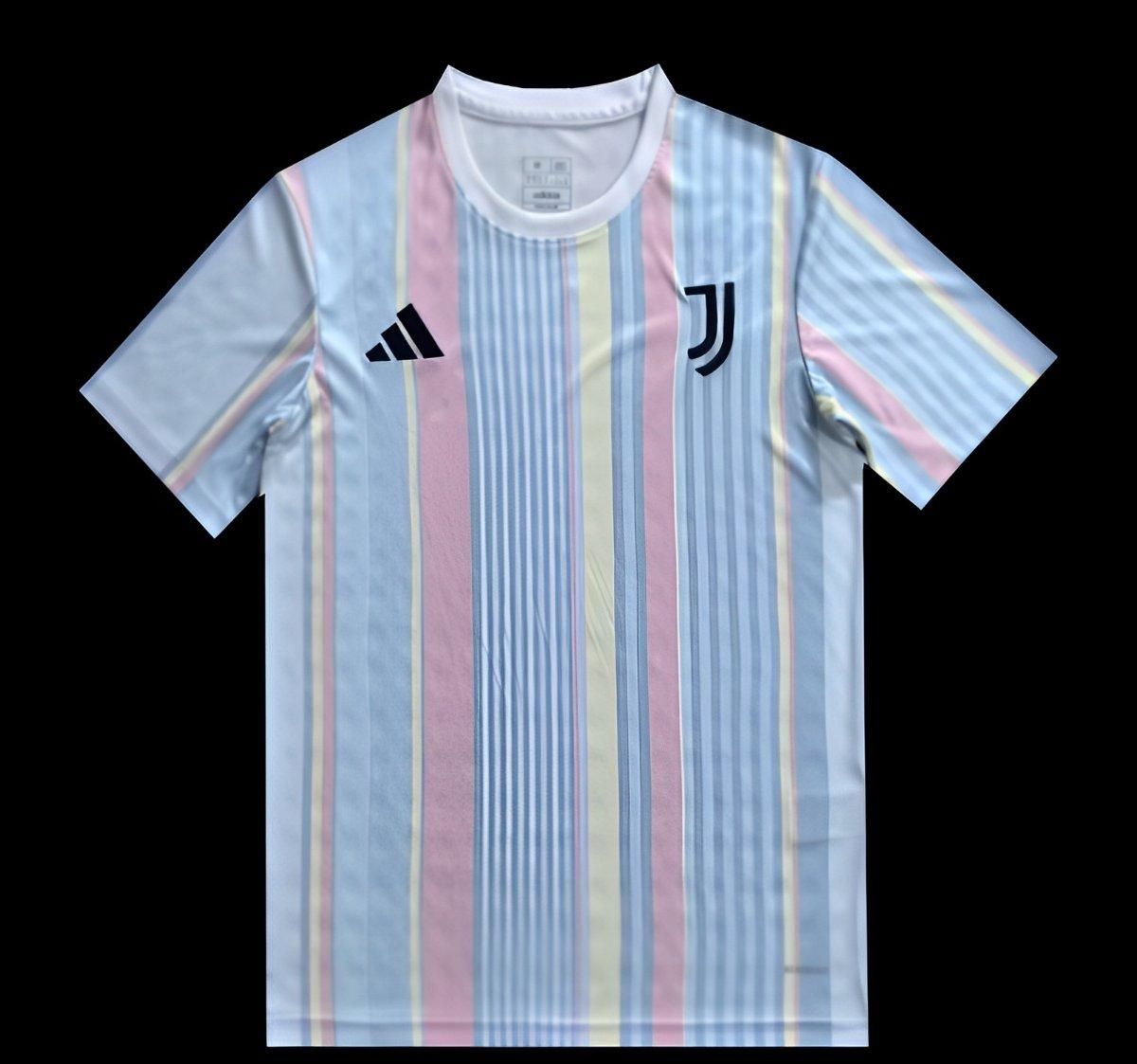 Juventus Pastel Blue and Pink Stripe Special Fan Jersey Juventus Pastel Blue and Pink Stripe Special Fan Jersey