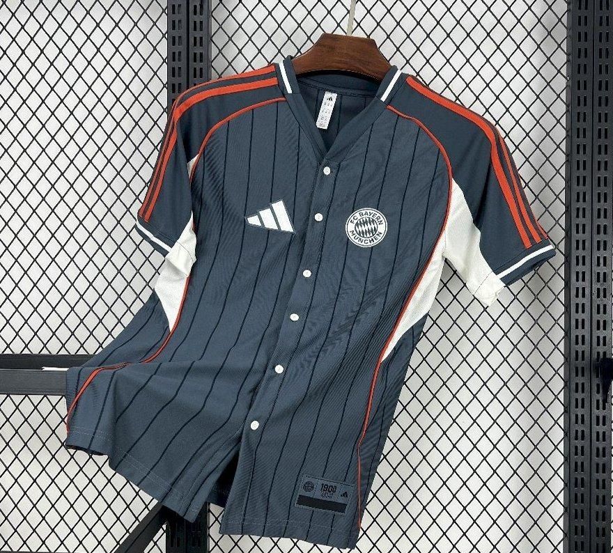Bayern Munich Baseball Grey Blue and Red Special Fan Jersey Bayern Munich Baseball Grey Blue and Red Special Fan Jersey