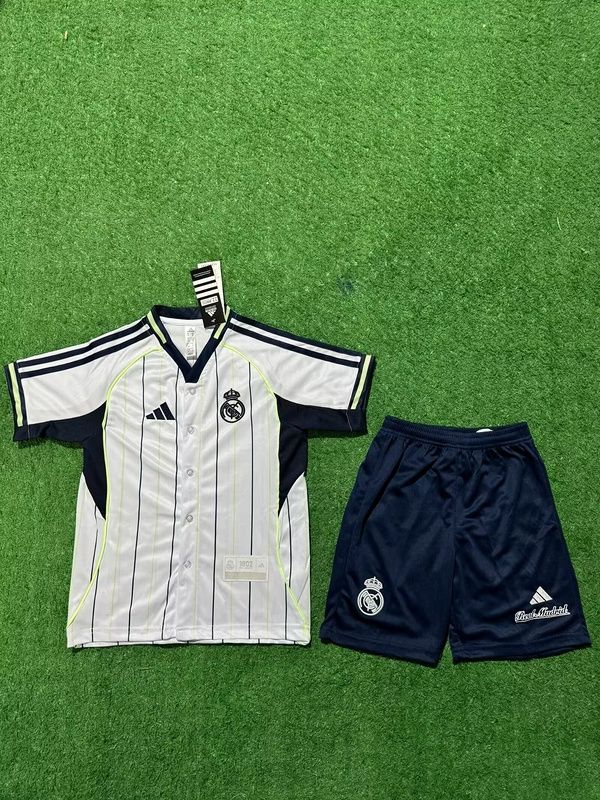 Real Madrid Baseball White and Navy Kids Special Kit