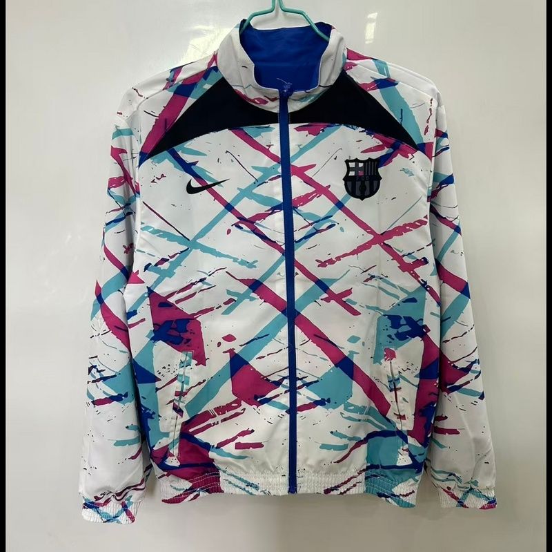 Barcelona White, Blue and Pink Reversible Windbreaker 