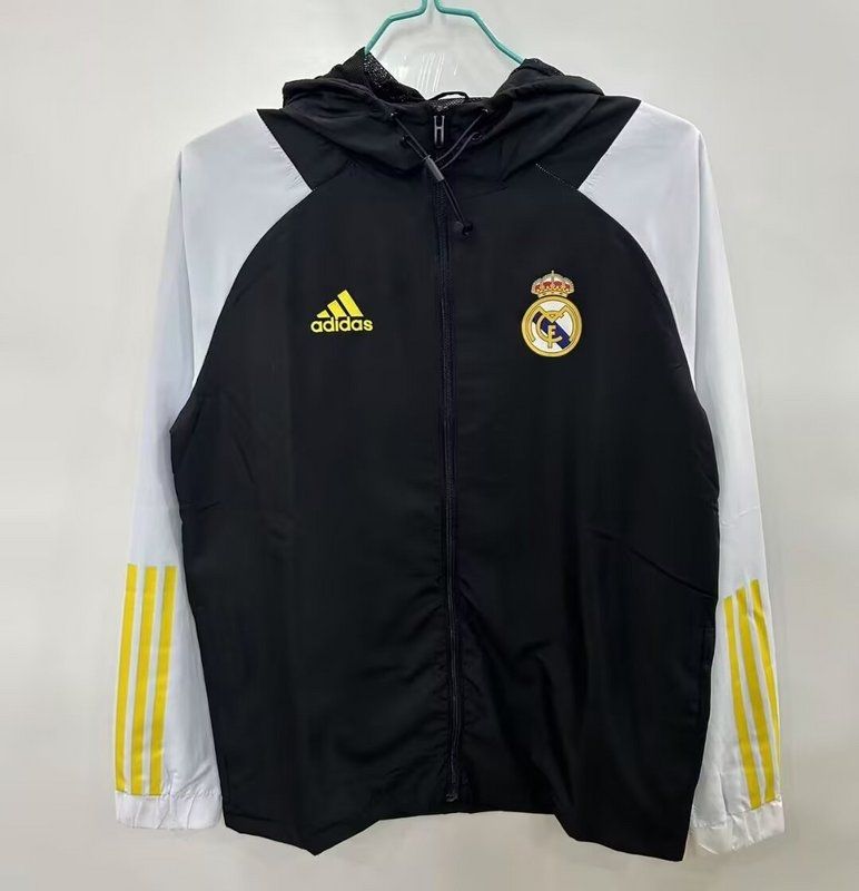 Real Madrid Black, White and Yellow Windbreaker  Real Madrid Black, White and Yellow Windbreaker