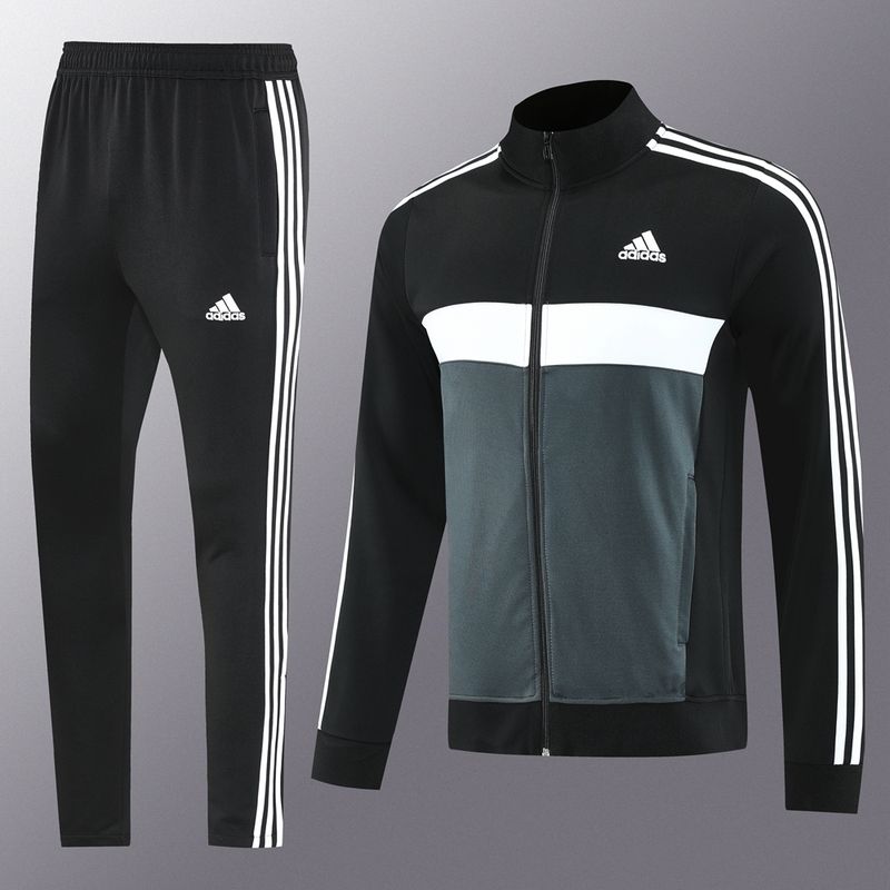 Adidas Black, Charcoal Grey and White Tracksuit Set