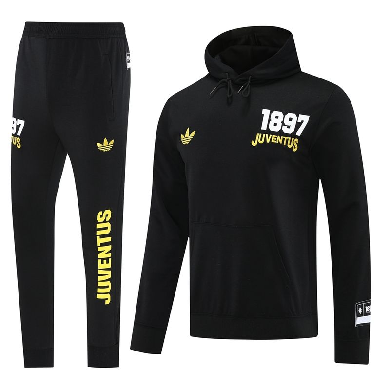 Juventus Black Hooded Tracksuit Set