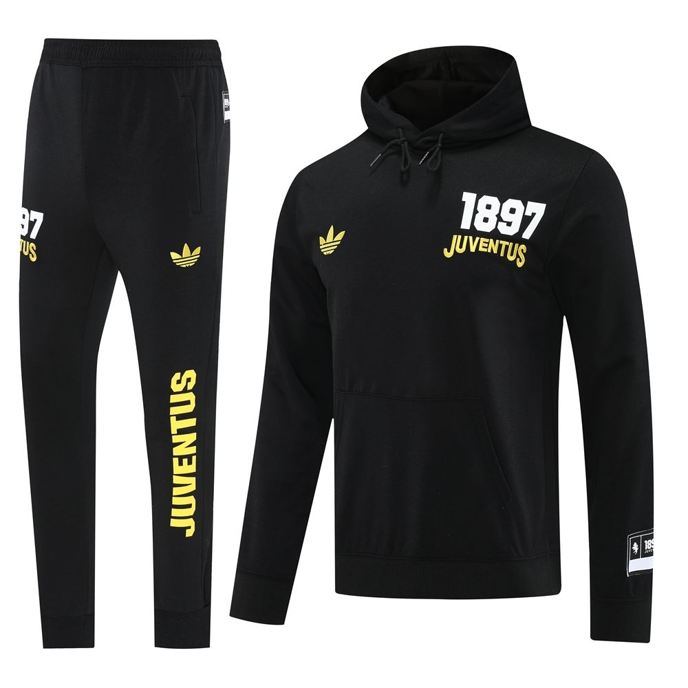 Juventus Black Hooded Tracksuit Set Juventus Black Hooded Tracksuit Set