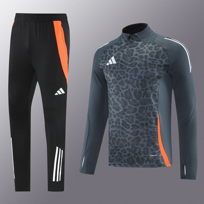 Adidas Charcoal Grey, Orange and Black Animal Print Tracksuit Set