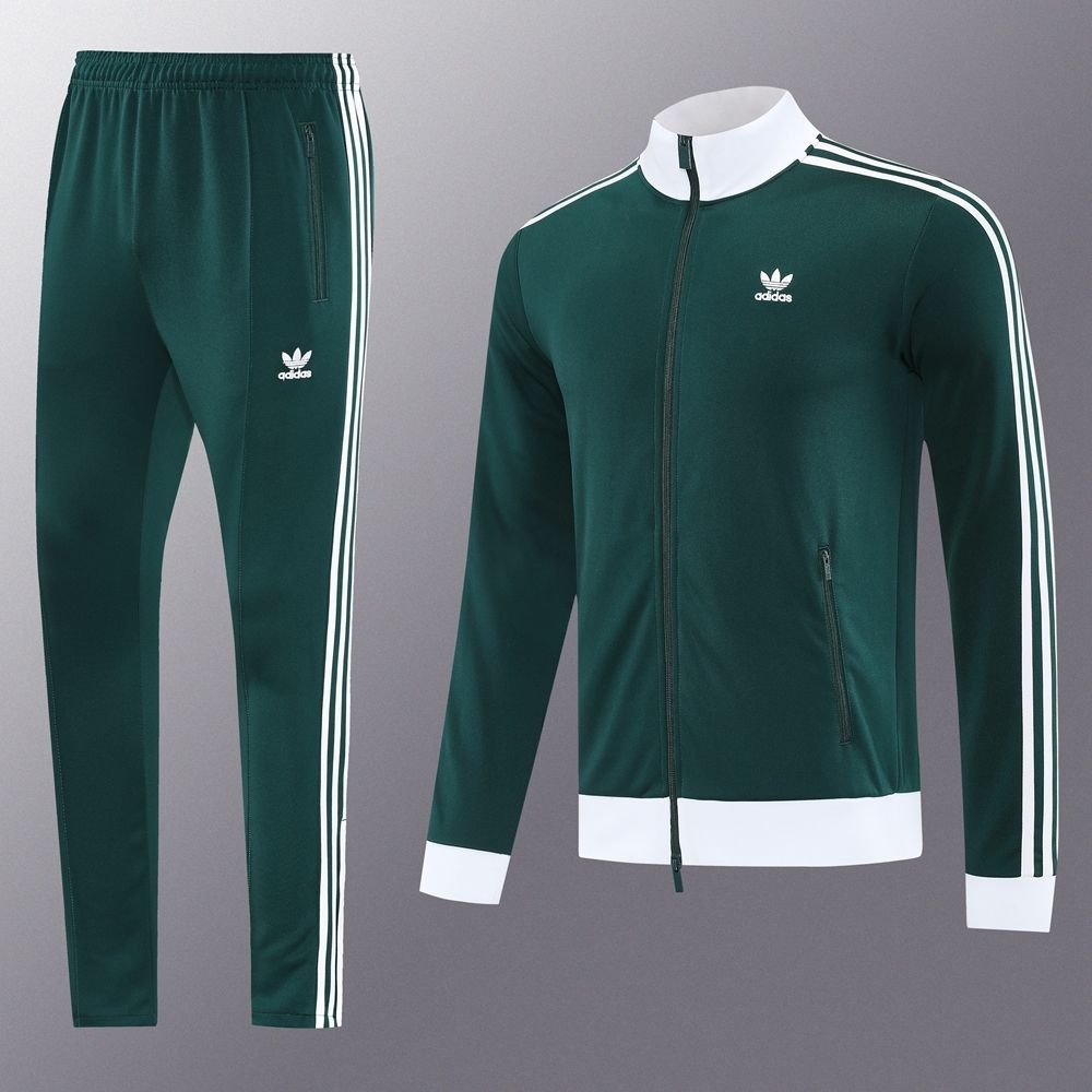 Adidas Dark Green and White Tracksuit Set Adidas Dark Green and White Tracksuit Set