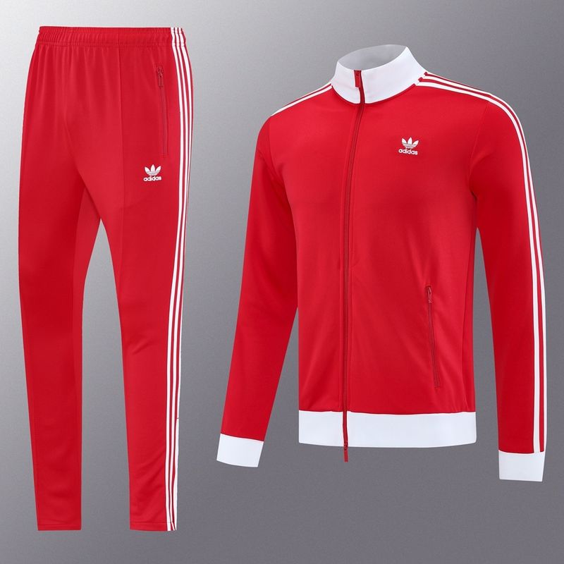 Adidas Red and White Tracksuit Set