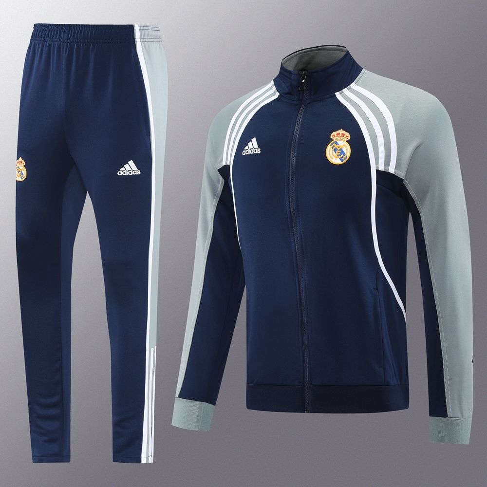 Real Madrid Navy, Grey and White Long Tracksuit Set Real Madrid Navy, Grey and White Long Tracksuit Set