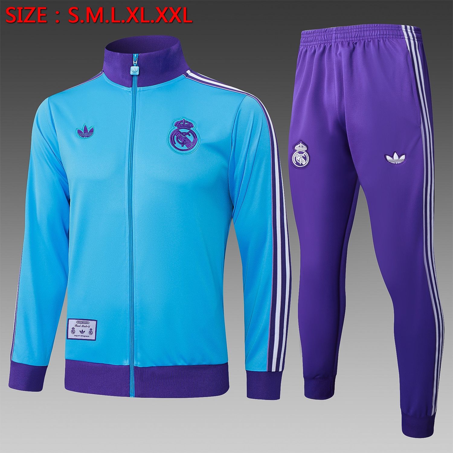 Real Madrid Blue and Purple Long Tracksuit Set Real Madrid Blue and Purple Long Tracksuit Set