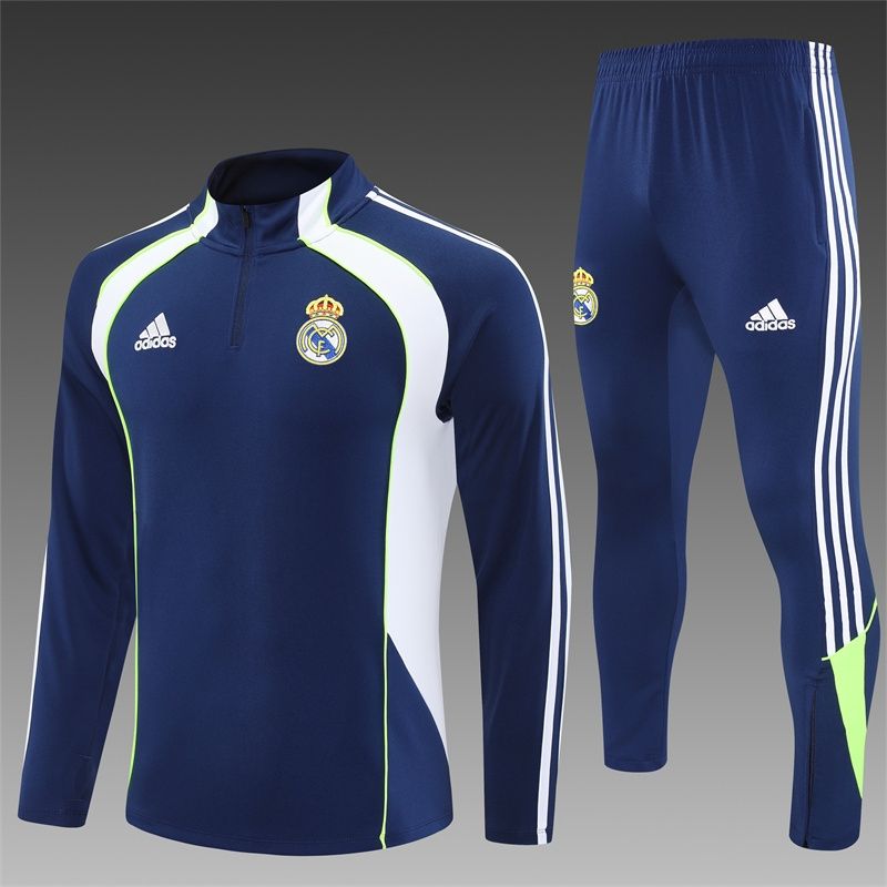 Real Madrid Navy, Lime and White Long Tracksuit Set