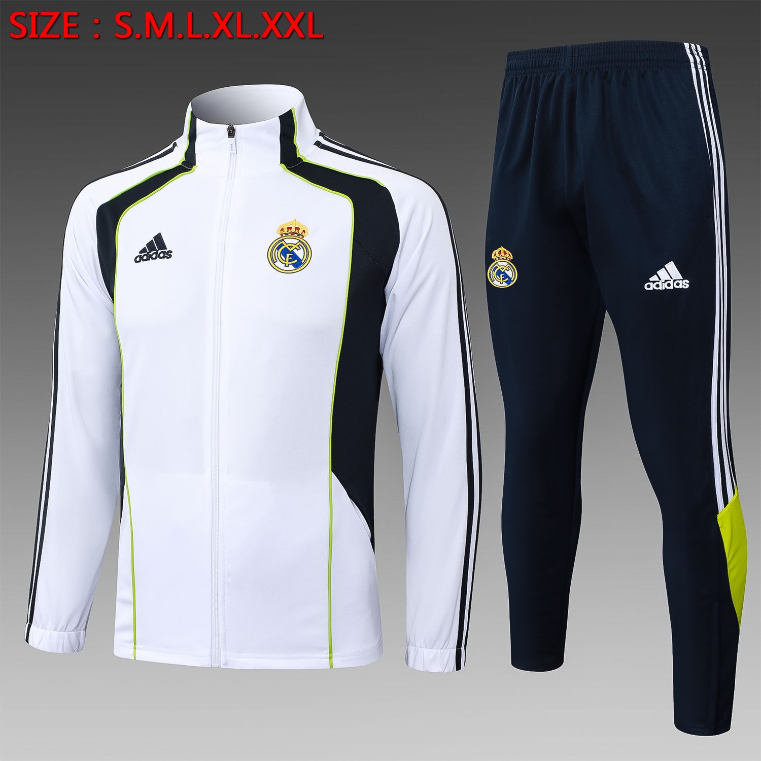 Real Madrid White, Navy and Black Long Tracksuit Set Real Madrid White, Navy and Black Long Tracksuit Set