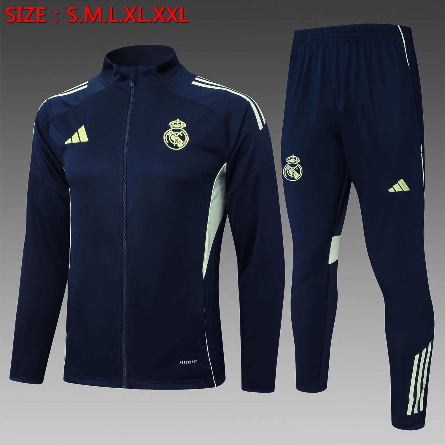 Real Madrid Navy and Green Long Tracksuit Set Real Madrid Navy and Green Long Tracksuit Set