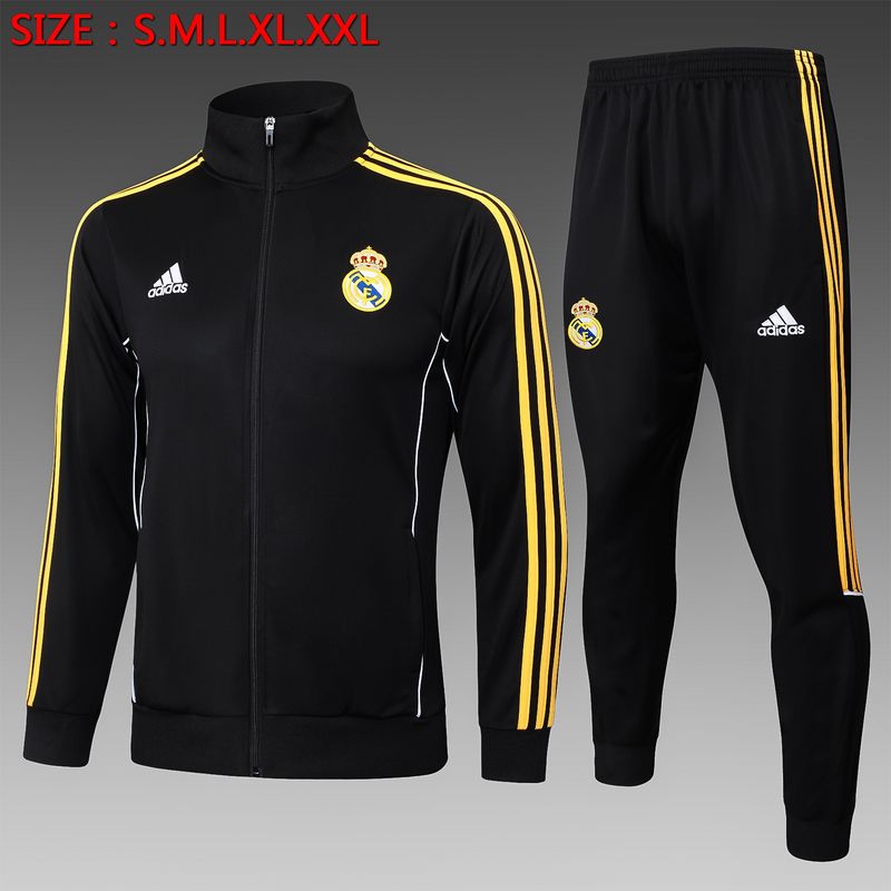 Real Madrid Black and Tan Long Tracksuit Set