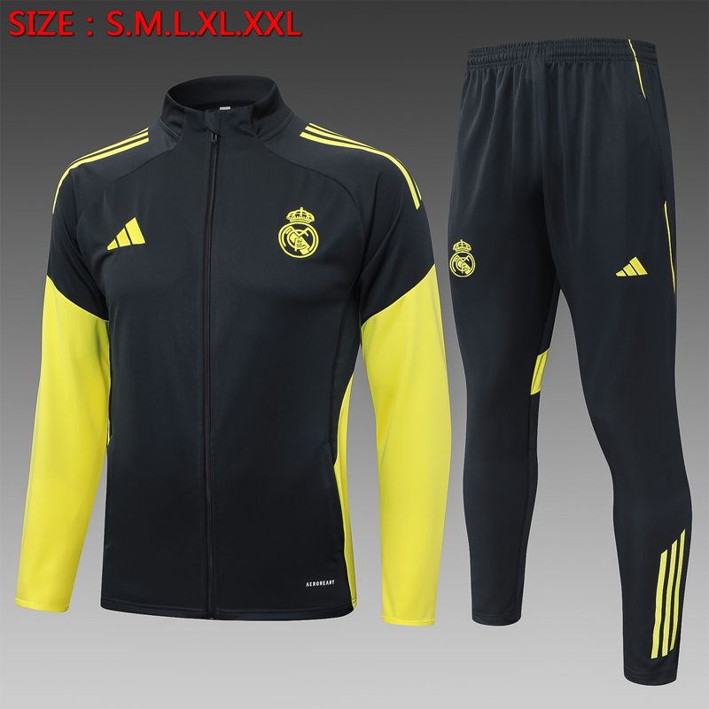 Real Madrid Black and Yellow Long Tracksuit Set