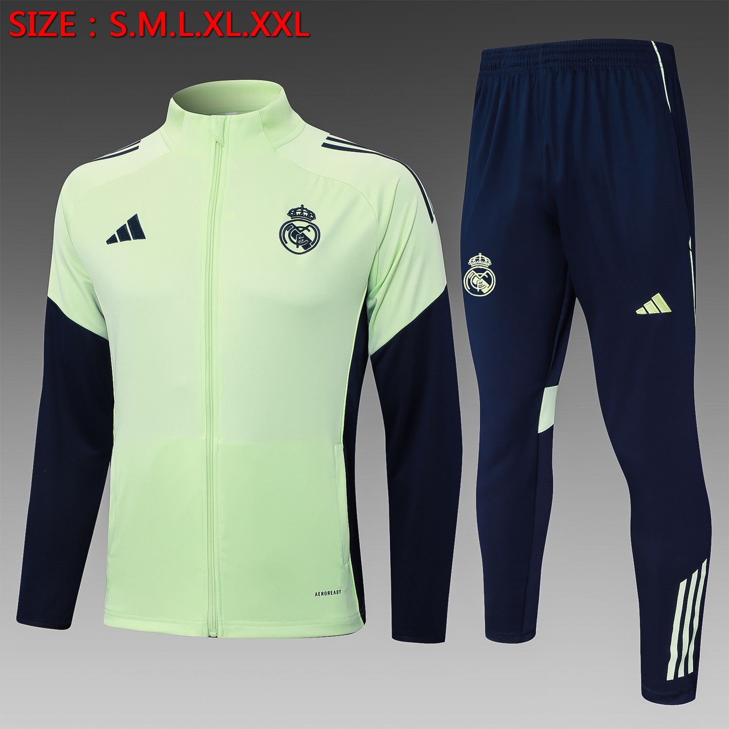 Real Madrid Green and Navy Long Tracksuit Set Real Madrid Green and Navy Long Tracksuit Set