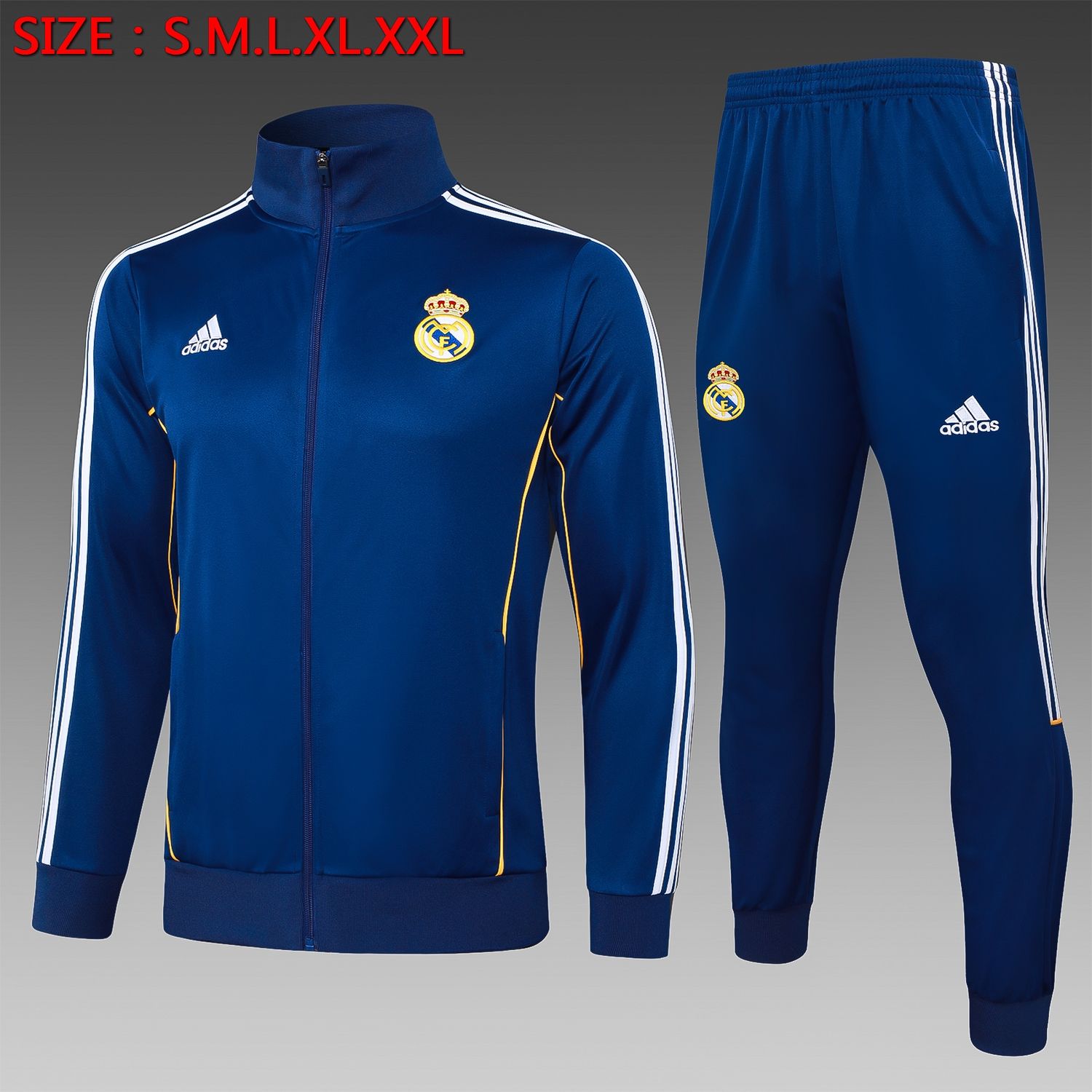 Real Madrid Navy and White Long Tracksuit Set Real Madrid Navy and White Long Tracksuit Set