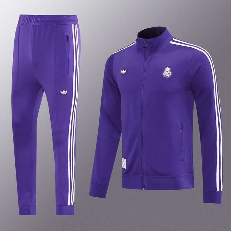 Real Madrid Purple and White Long Tracksuit Set